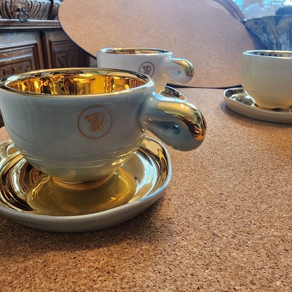DANGRYA VENICE EXPRESSO CUP AND SAUCER 'FIORE' SET OF 4